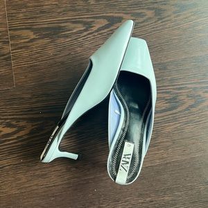 Pale Blue Zara Kitten Heels.